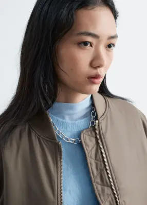 Veste style bomber longue - Vert kaki — photo 3