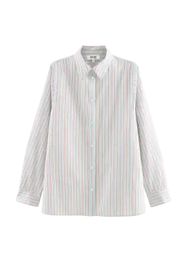 Chemise Liseron rayures rouge fond bleu — photo 5