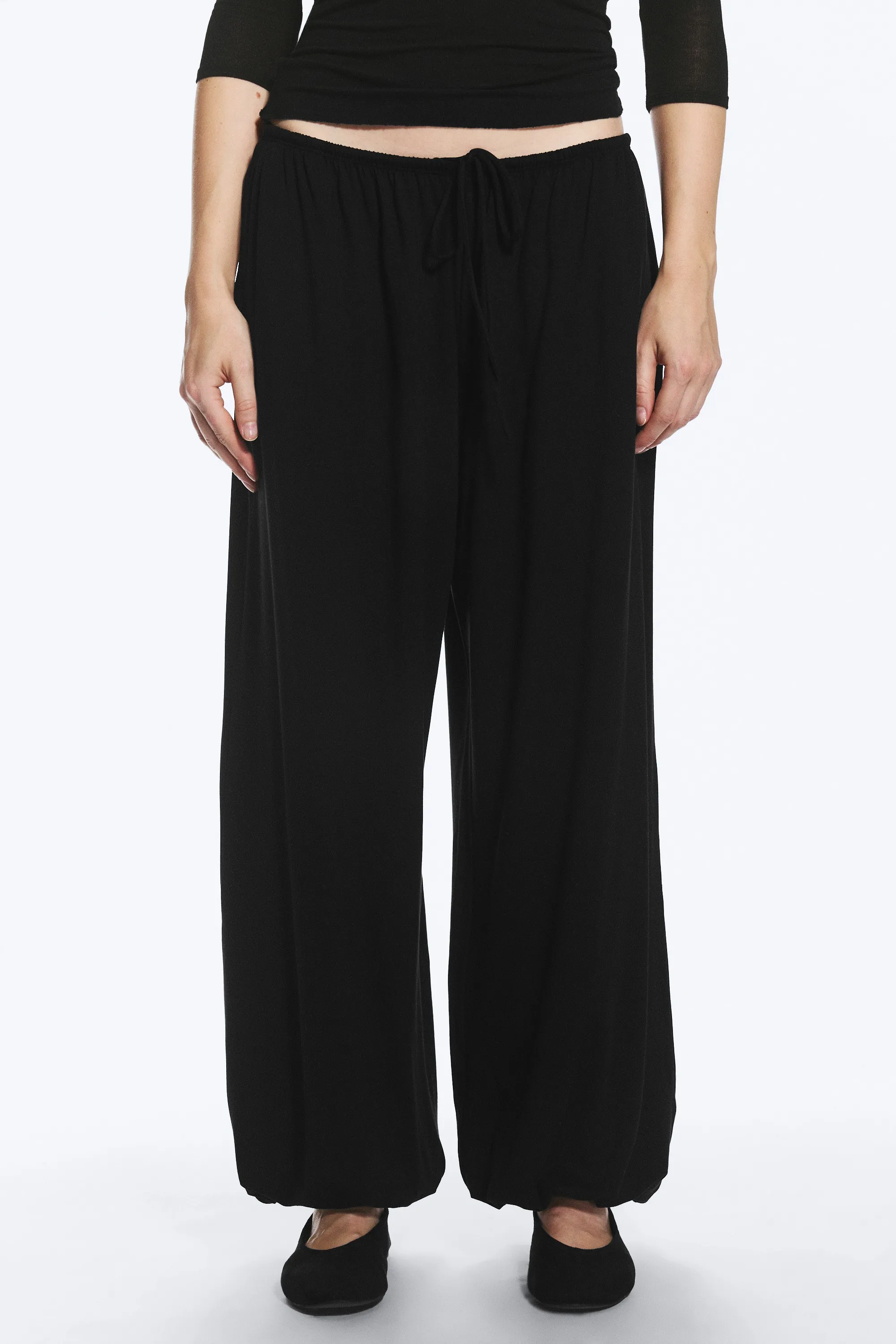 Pantalon bouffant mi-haut doux - Noir