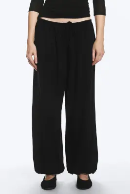 Pantalon bouffant mi-haut doux - Noir — photo 1