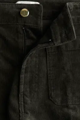 Pantalon évasé en velours côtelé - Vert foncé — photo 2
