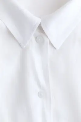 Chemise à manches dolman en lin mélangé - Blanc — photo 3