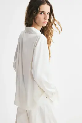 Blouse à encolure en V - Crème — photo 3