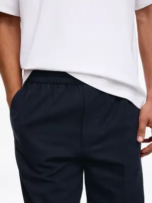 Pantalon ample en mélange de lin - Bleu foncé — photo 4