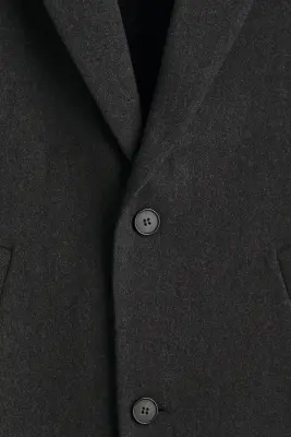 Manteau à fermeture droite en laine mélangée - Gris foncé chiné — photo 5