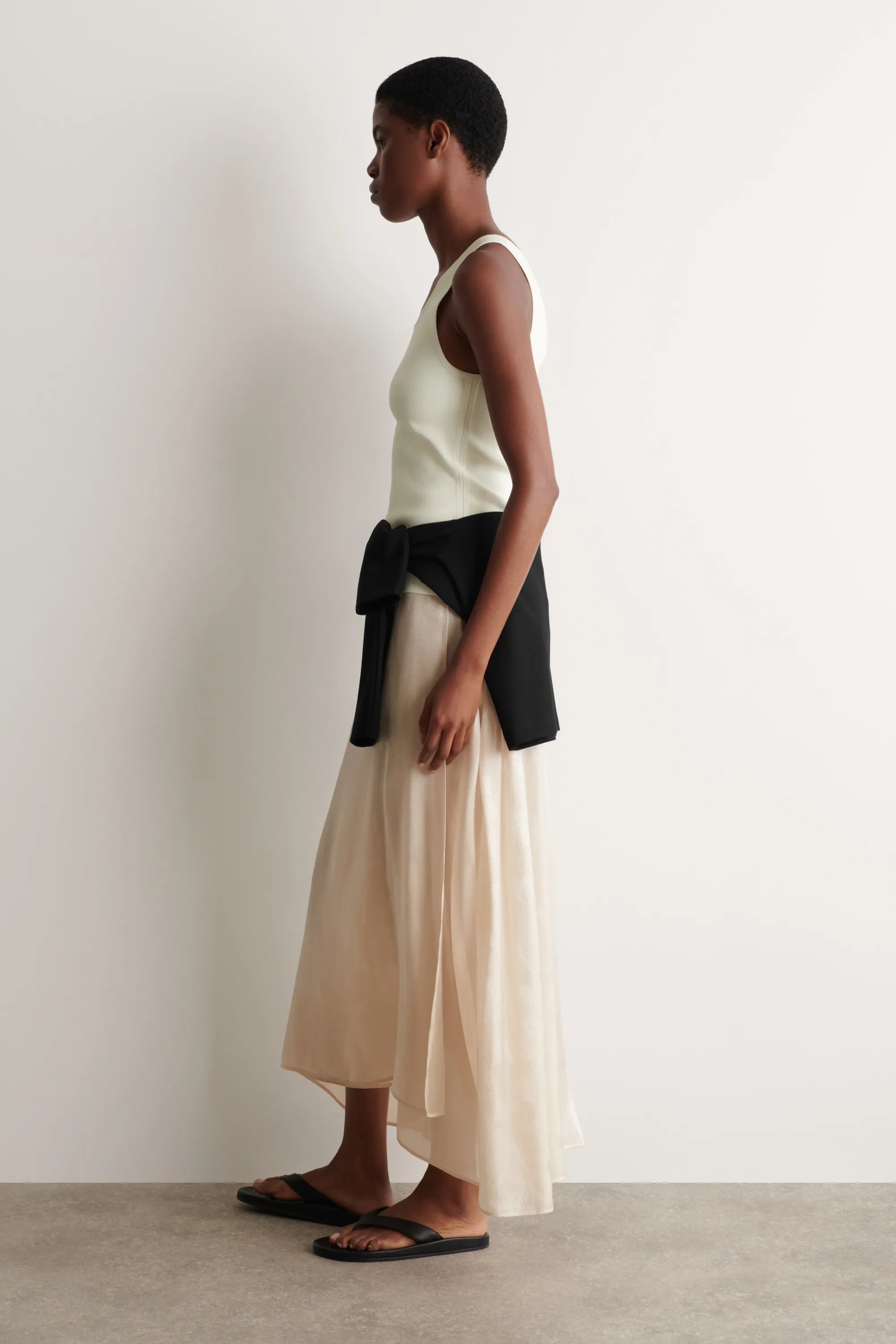 JUPE MIDI EN JACQUARD À OURLET MOUCHOIR - CRÈME