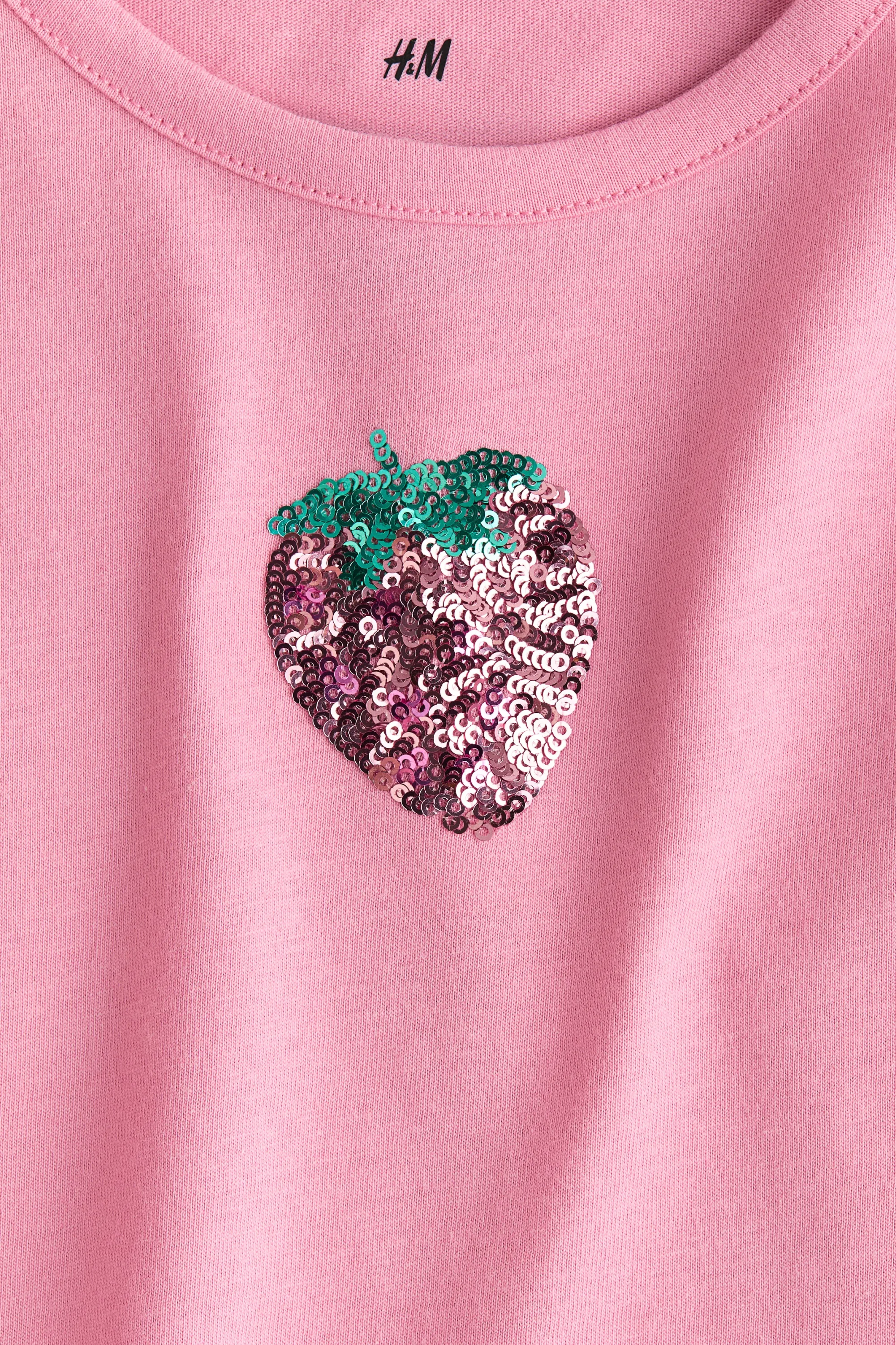 Top avec applications - Rose/fraise