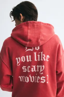 Veste imprimée Oversized Fit avec capuche et zip - Rouge framboise/Scream — photo 3