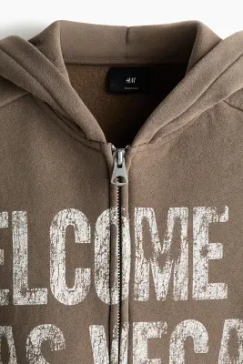 Veste imprimée Oversized Fit avec capuche et zip - Taupe/Las Vegas — photo 5