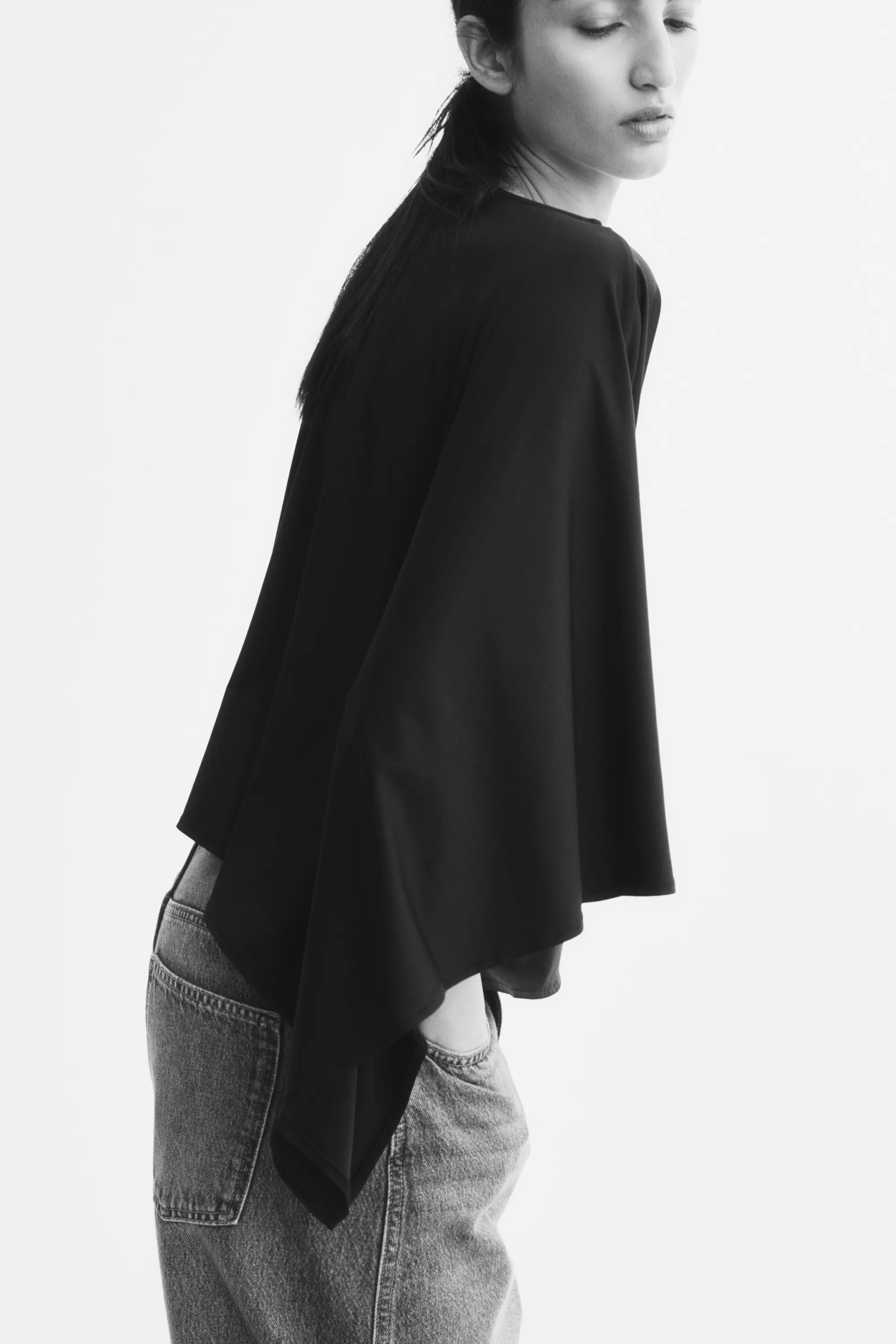 Top cape oversize - Noir
