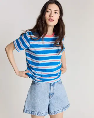 Tee-shirt Bree rayures bleu et rouge — photo 5
