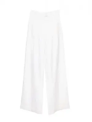 Pantalon taille haute évasé en cotton blanc à rayures Prix boutique 600€ Taille XS — photo 1