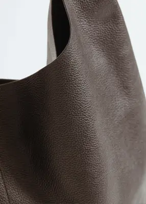 Grand sac cabas en cuir - Marron foncé — photo 5