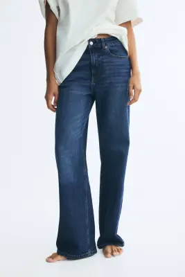Wide High Waist Jeans - Bleu denim — photo 2