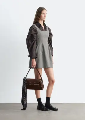 Robe courte de style corset - Gris/À carreaux — photo 5