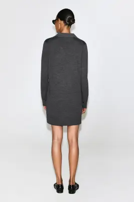 ROBE POLO EN LAINE MÉRINOS - GRIS CHINÉ — photo 4