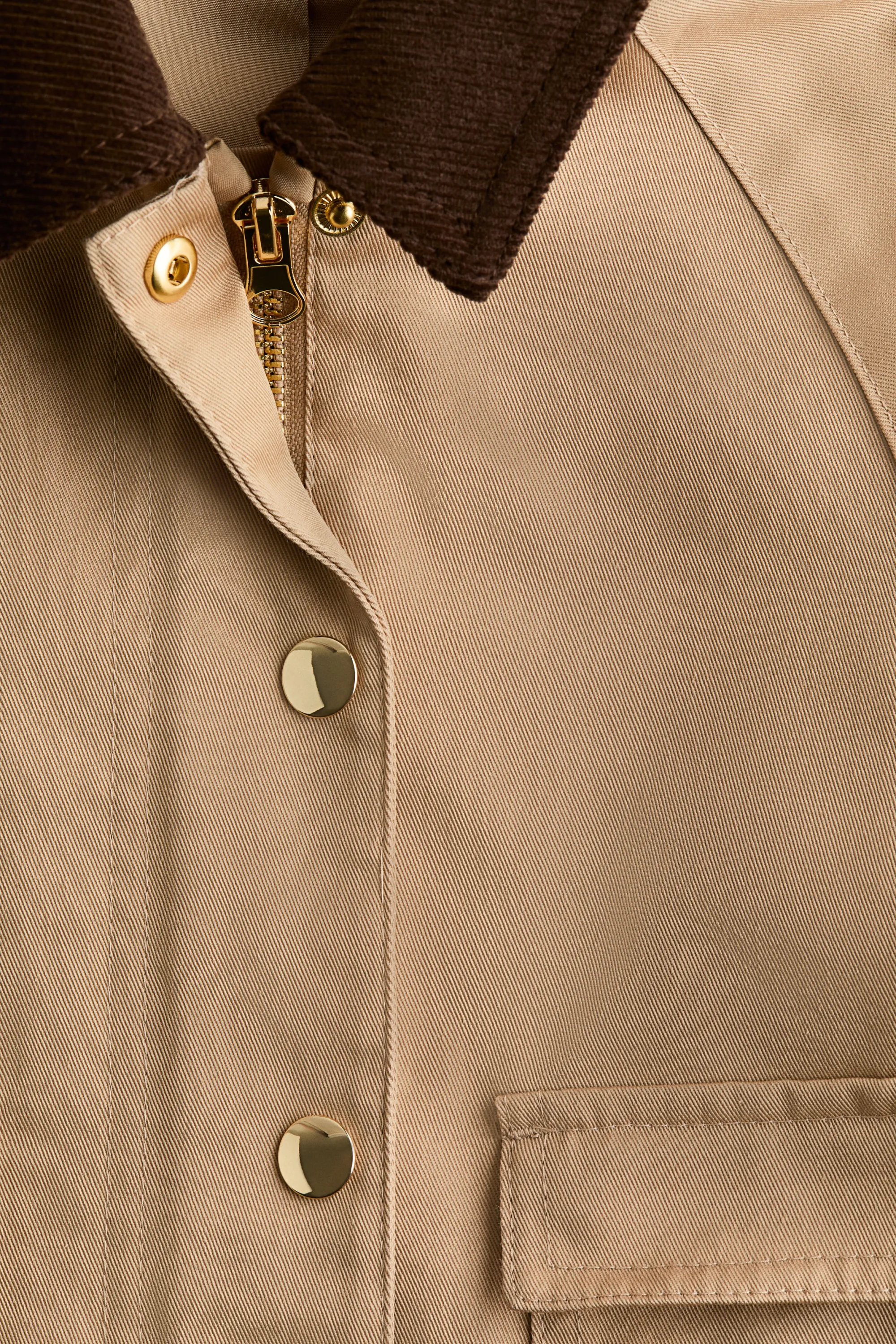 Veste utility wear avec col en velours côtelé - Beige