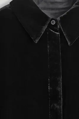 CHEMISE EN VELOURS - NOIR — photo 5