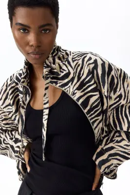 Veste en lin mélangé - Beige/imprimé zèbre — photo 1