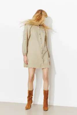 Robe-chemise brodée Femme — photo 3