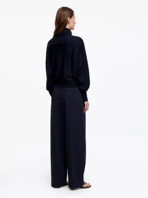 Pull demi-zippé en laine mérinos - Bleu marine — photo 1