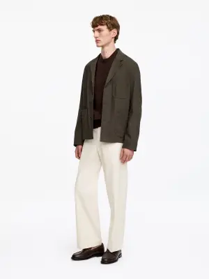 Pantalon décontracté en sergé de coton - Blanc cassé — photo 1