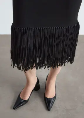 Jupe midi à franges - Noir — photo 2