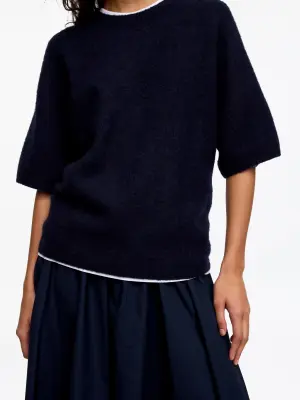 Pull en mélange de laine et d'alpaga - Bleu foncé — photo 4