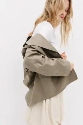 Veste en twill - Vert kaki clair — photo 3