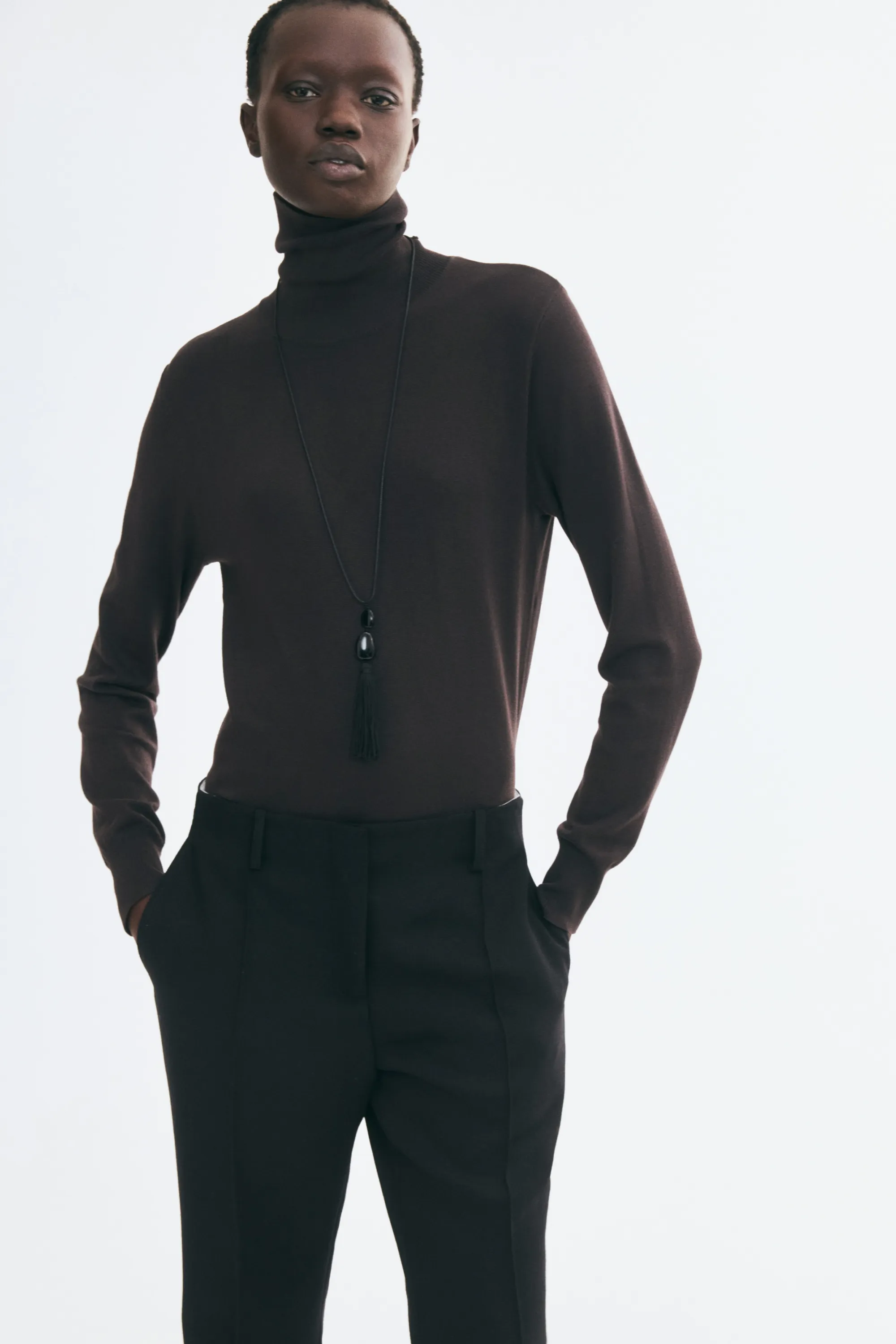 Pull col roulé - Marron foncé