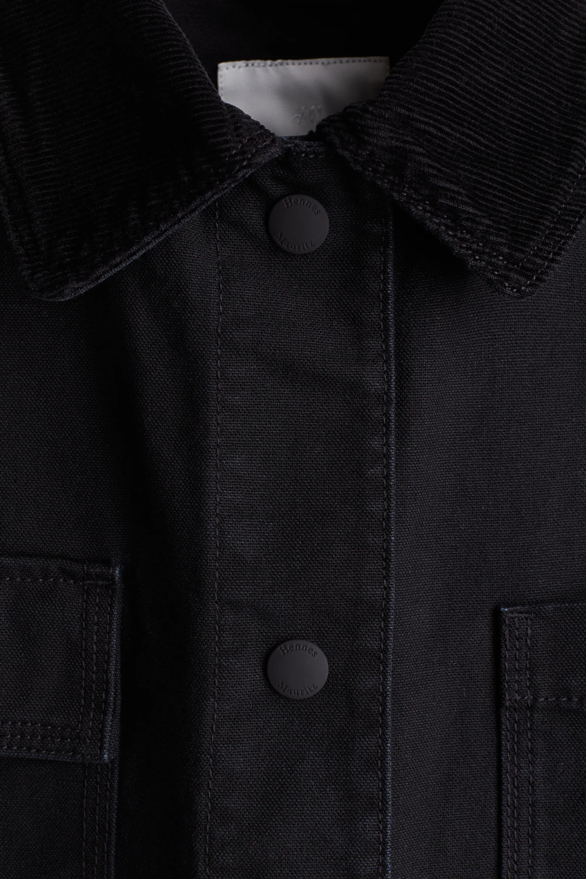 Veste avec col en velours côtelé - Noir
