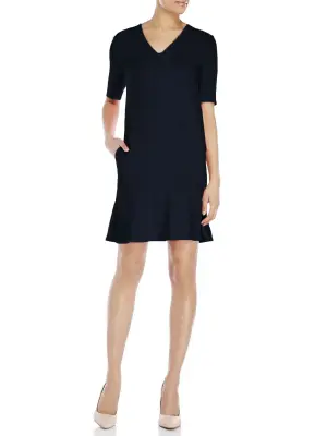 Robe ELY manches courtes col V en crêpe bleu nuit Px boutique 600€ Taille 34 — photo 2