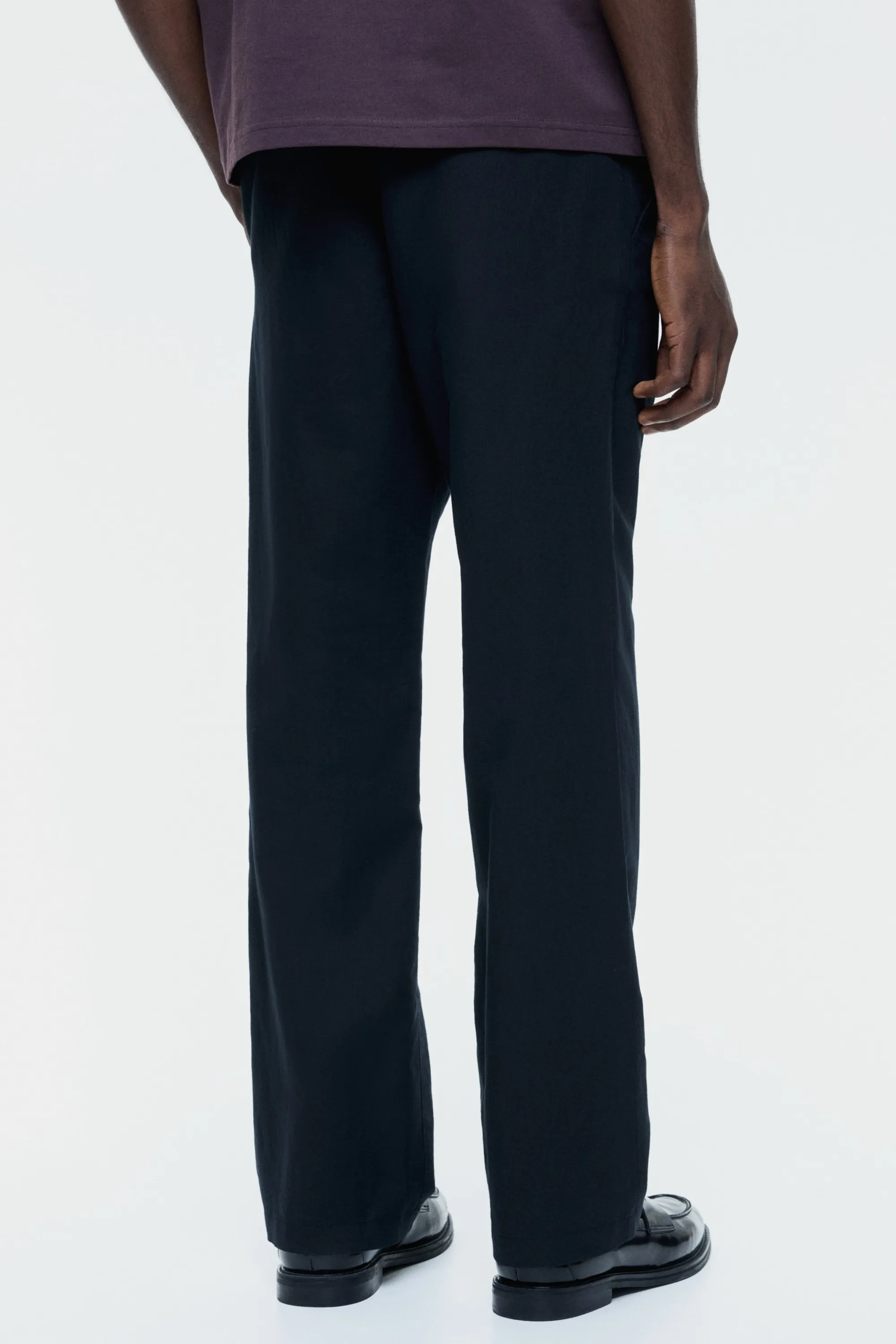 Pantalon Regular Fit en lin mélangé - Noir