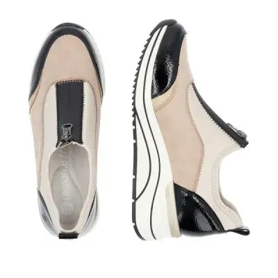 Baskets Remonte D0T08-60 Beige - Cuir Zip Grande Pointure Femme — photo 4