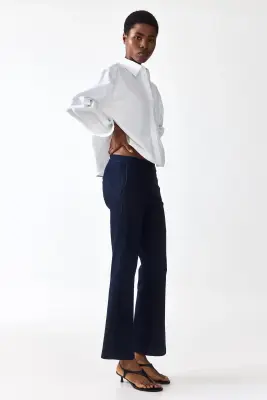 Flared High Waist Ankle Jeans - Bleu denim foncé — photo 3