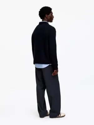 Pull en maille de laine épaisse - Bleu foncé — photo 2