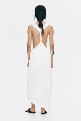 Robe en twill avec détail torsadé - Blanc — photo 2