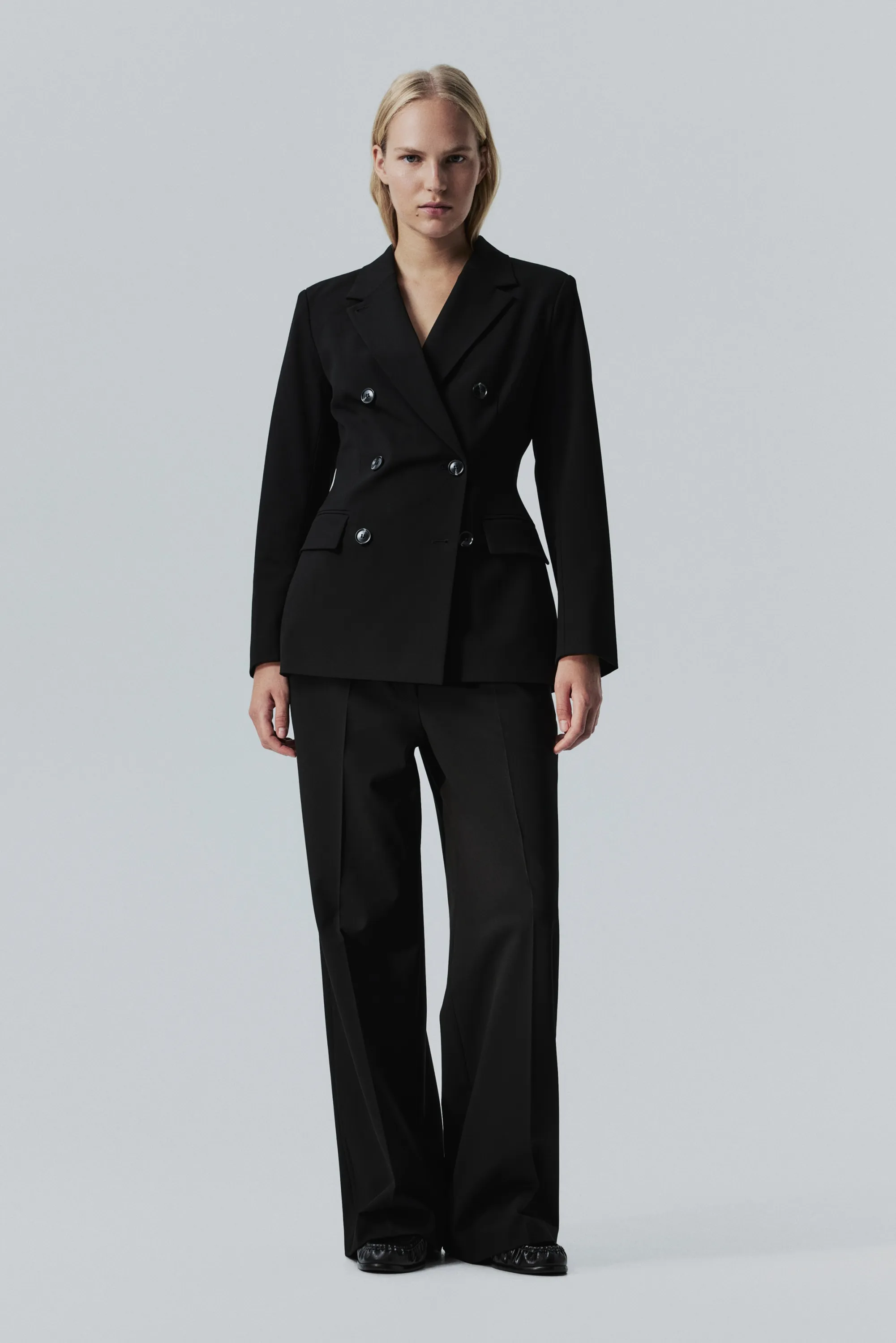 Blazer Wrinkle-resistant à fermeture croisée - Noir