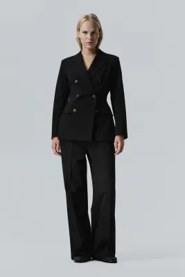 Blazer Wrinkle-resistant à fermeture croisée - Noir — photo 1