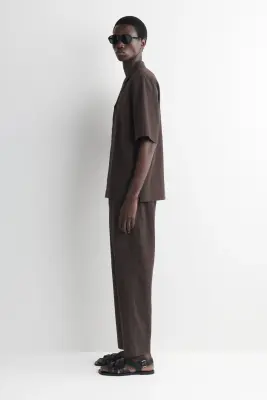 PANTALON REGULAR FUSEAU EN CRÊPE - BRUN — photo 2