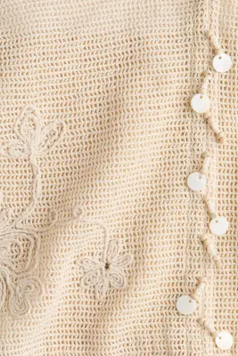 Top de plage brodé en coton - Beige clair — photo 3