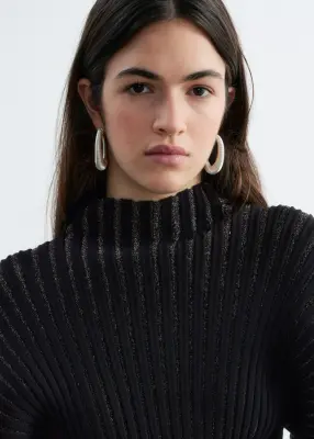 Pull à finition côtelée argentée - Noir/Gris — photo 3