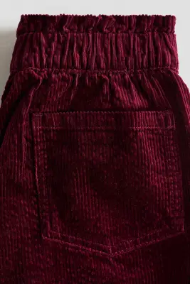 Pantalon en velours de coton côtelé - Rouge foncé — photo 2