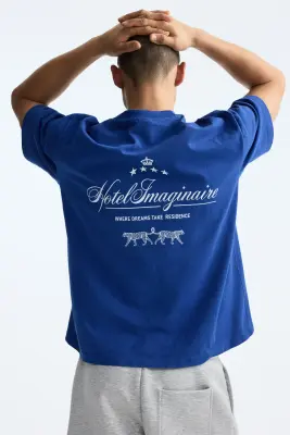 T-shirt imprimé Relaxed Fit en coton - Bleu/Hotel Imaginaire — photo 3