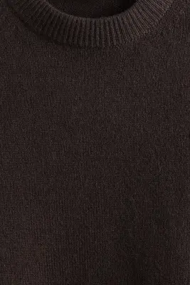 Pull Regular Fit en laine - Marron foncé — photo 5