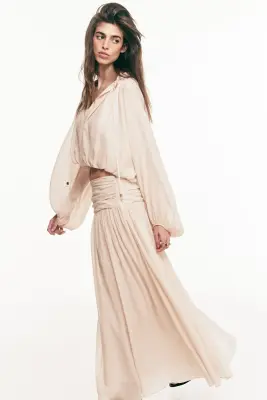 Blouse oversize en crêpe - Orange pâle — photo 2