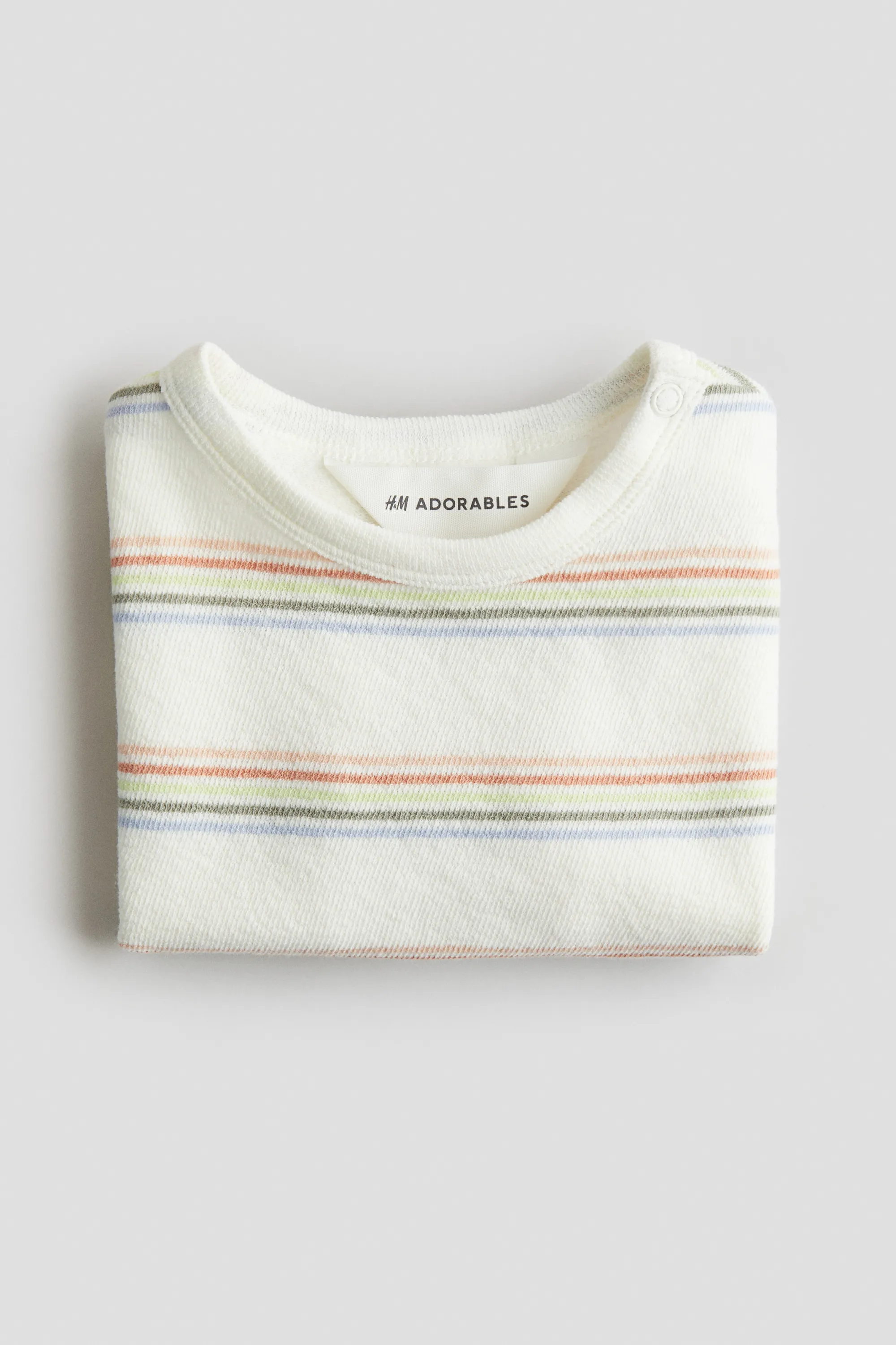 T-shirt en coton éponge - Blanc/rayé