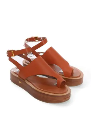 Sandales à plateforme bois en cuir camel boucles cheville Prix boutique 600€ Taille 37 — photo 4