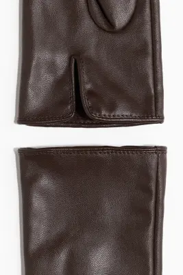 Gants en tissu enduit - Marron foncé — photo 3