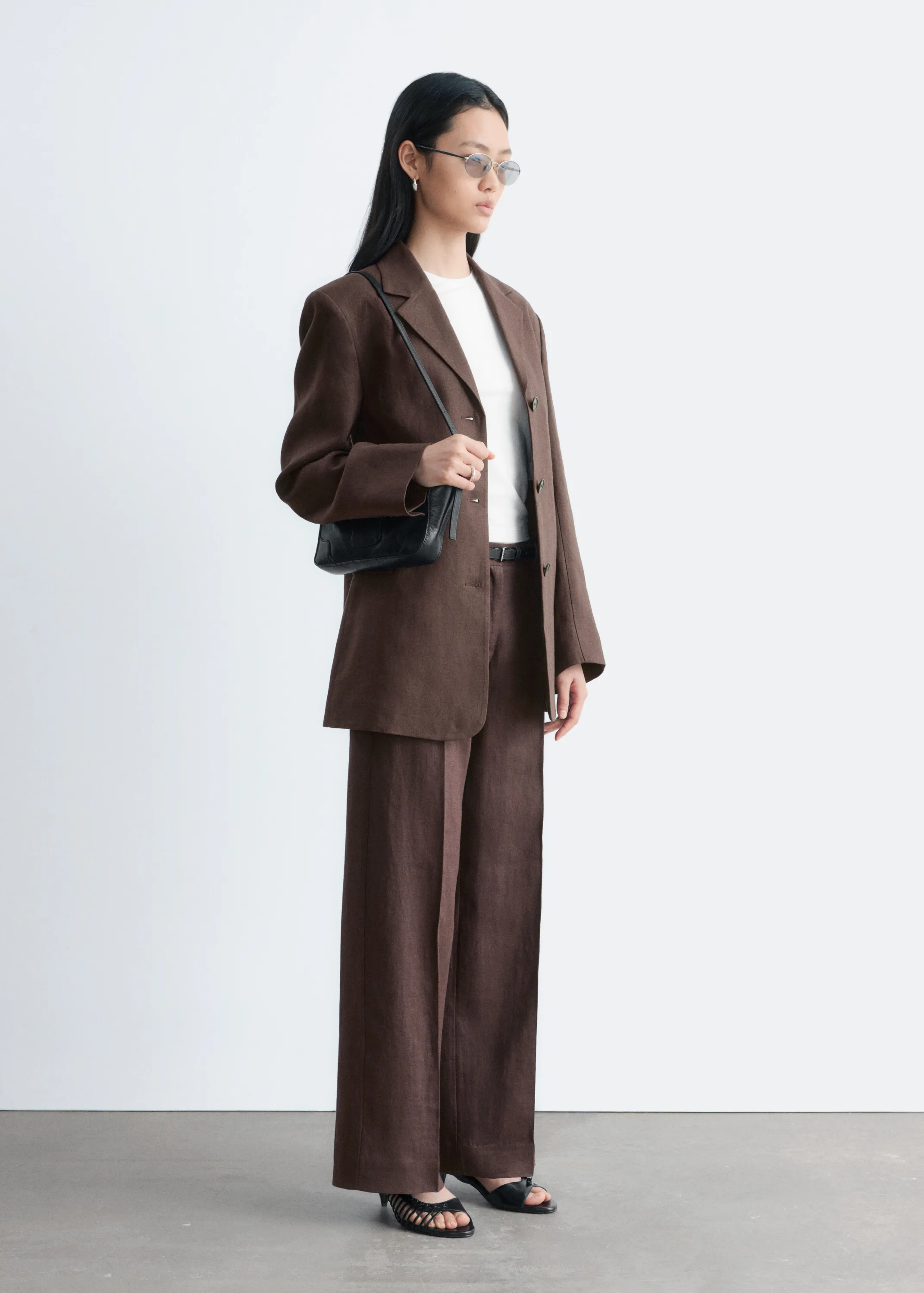 Pantalon habillé en lin - Marron foncé